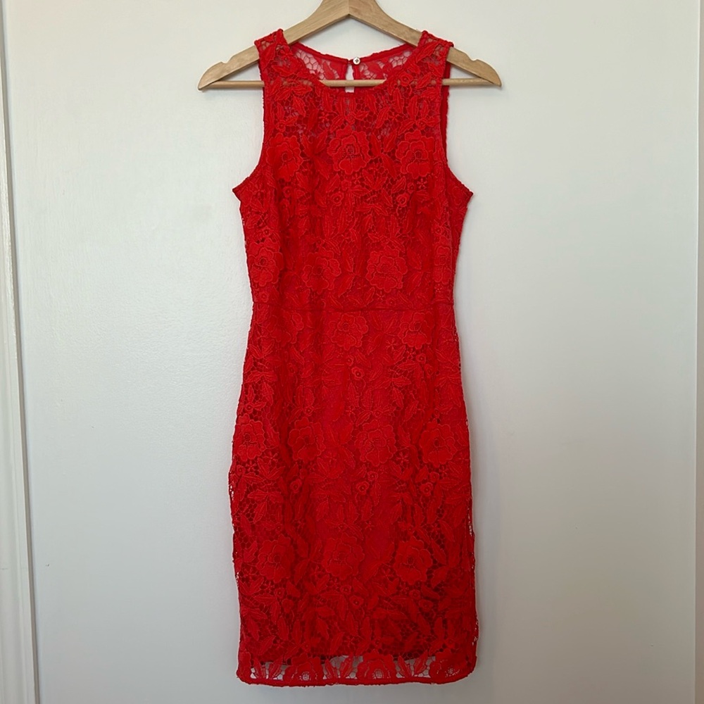 J. Crew Lace Shift Dress in California Poppy